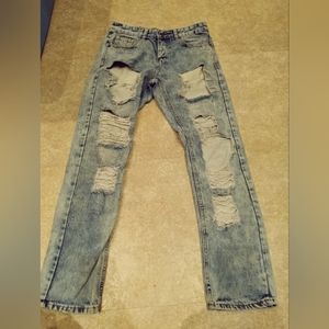 True Rock Distressed blue 100% Cotton Jeans RN#120791 Size 30 repair 1036